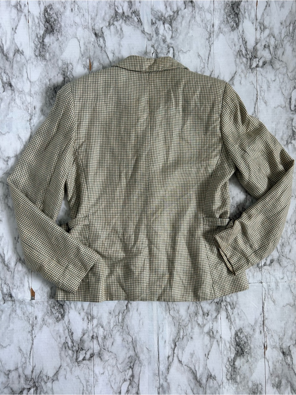Vintage 90s Burberrys 2 piece set Skirt Suit hounds tooth 100% linen with FLAWS - Picture 7 of 16